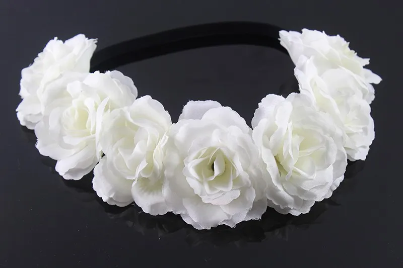 Богемный стиль белый цвет пион цветок Гирлянда голова цветочный ручной работы венки короны свадебные аксессуары для волос детский подарок