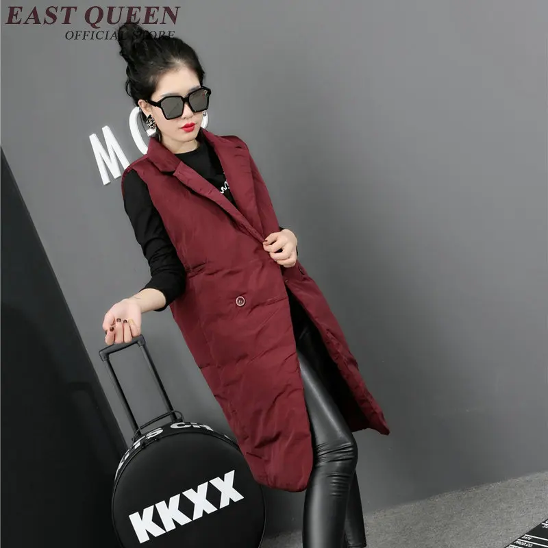 Warm vest for women Long red women winter vest Casual fashion women's