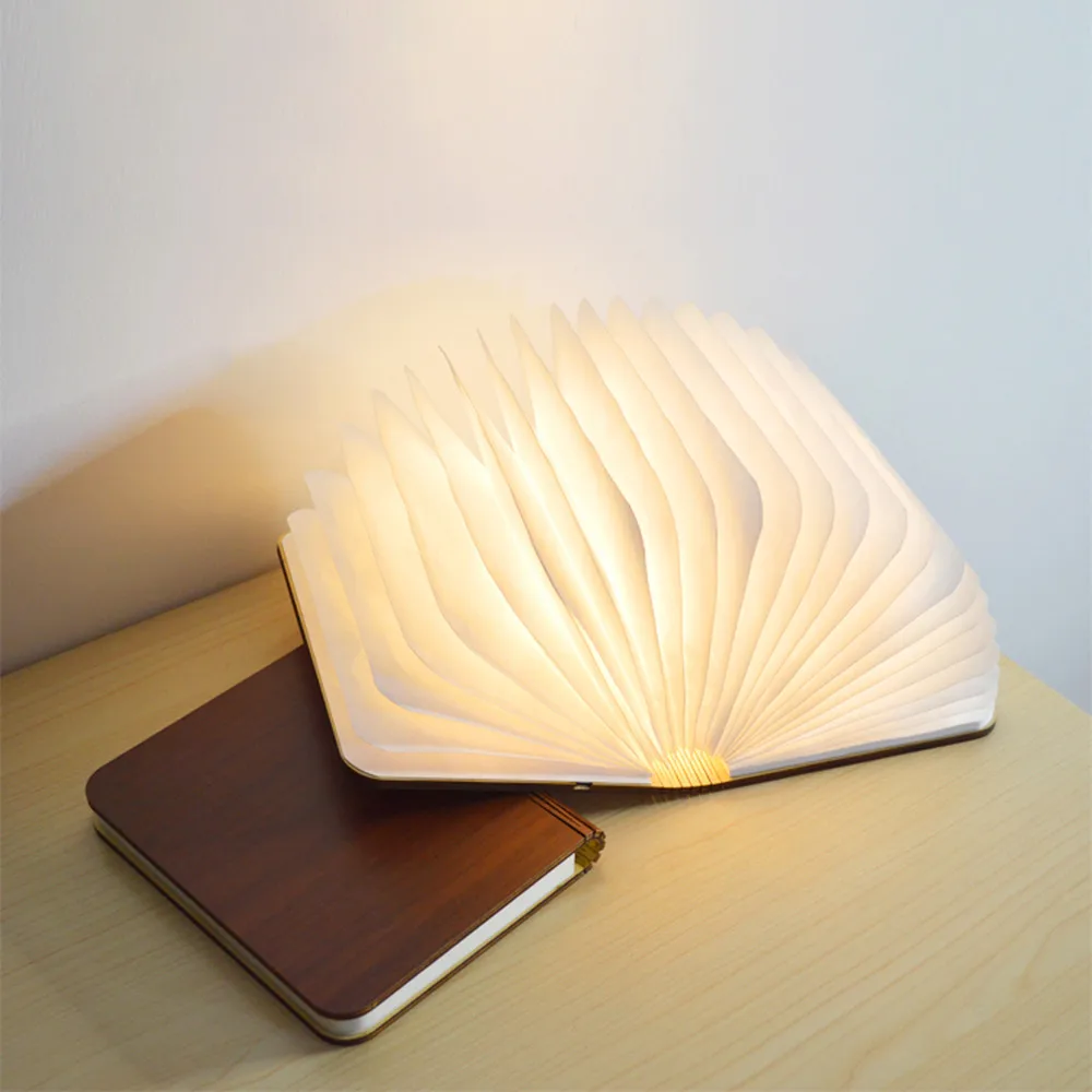 3 in 1 Creative Wooden LED Book Light Bluetooth Speaker MP3 Player Folding USB Colorful Romantic Night Light Bedside Lamp Gift (5)