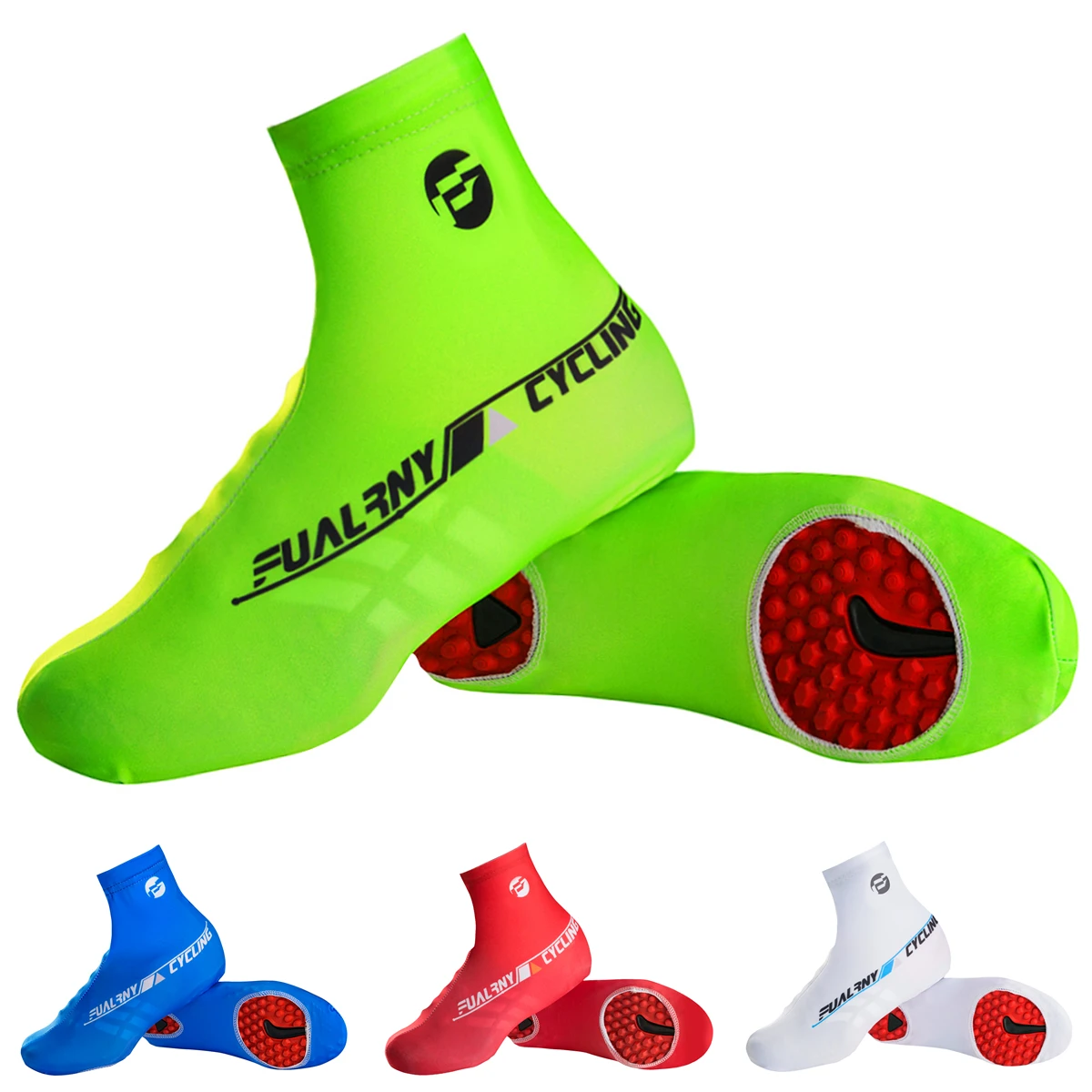 Fualrny 2018 Modesti Bright Green Cycling Shoe Cover Mountain Bike Shoe Covers Cycling Zippered