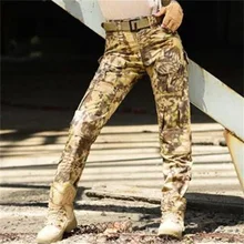 Snake Pattern Camo Print Long Pants Russia Trend Men Military Fans Army Combat Tactical Trousers Black Green Patchwork Outdoor