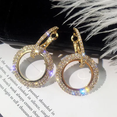 

New design 4 Col creative jewelry high-grade elegant crystal earrings round Gold Silver wedding party earrings for woman E87