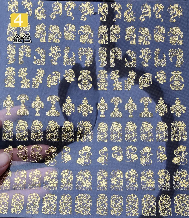 108 узор/лист большой размер бронзирующие наклейки для ногтей s паста Маникюр золотые серебряные наклейки с цветами и переводные 3D украшения для ногтей