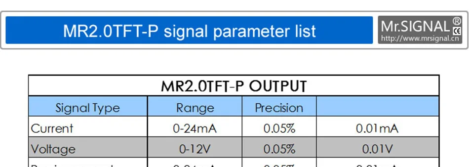 MR2.0TFT-P 4-20 мА генератор/4-20 мА калибровочный ток напряжение Сигнал давление передатчик USB порт перезаряжаемый Mr сигнал