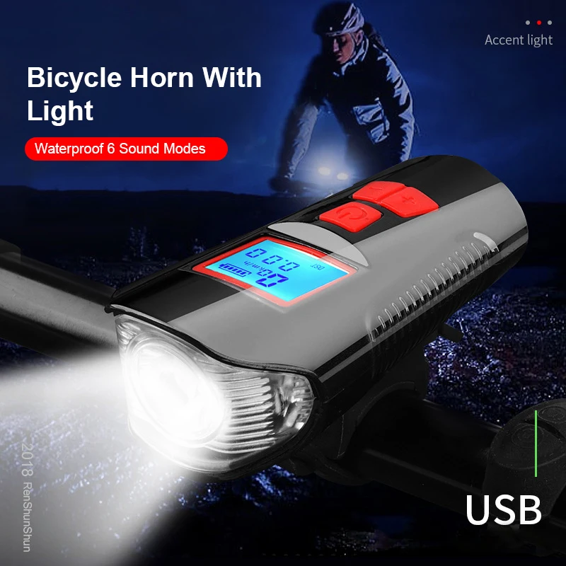3 в 1 водонепроницаемый велосипедный электрический звонок Передний фонарь USB