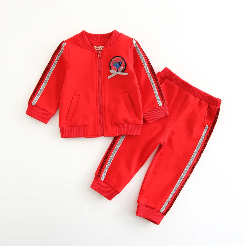 

baby girls clothes 2018 autumn fashion long sleeve zipper jacket+pants 2pcs/set tracksuit christmas baby girls clothing set 0-2T