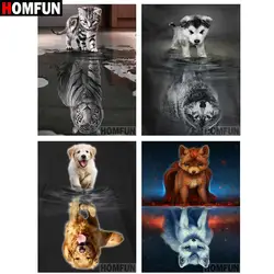 HOMFUN полный квадратный/круглый дрель 5D DIY Алмазная картина "собака, кот, тигр Волк лиса" 3D вышивка крестиком домашний декор BK017