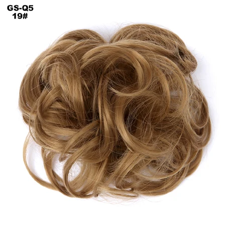 TOPREETY термостойкие синтетические волосы 30гр кудрявый шиньон с резиновой лентой наращивание волос Updo пончик шиньоны Q5 - Цвет: 19