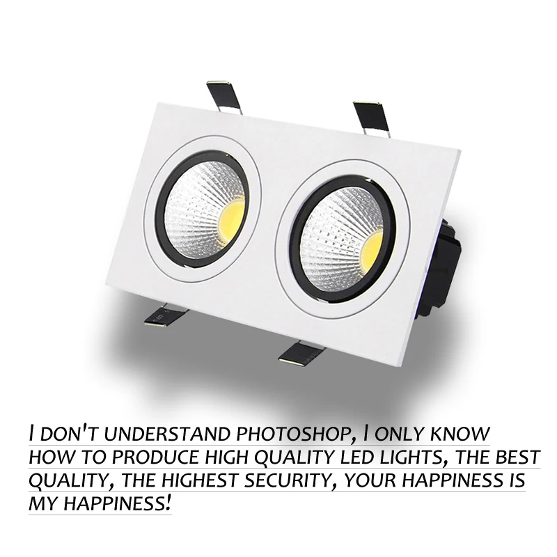 

Super bright showroom living room embedded LED COB 10W 14W 18W 24w square dimmable 2 LED spotlight AC 90-260V free shipping