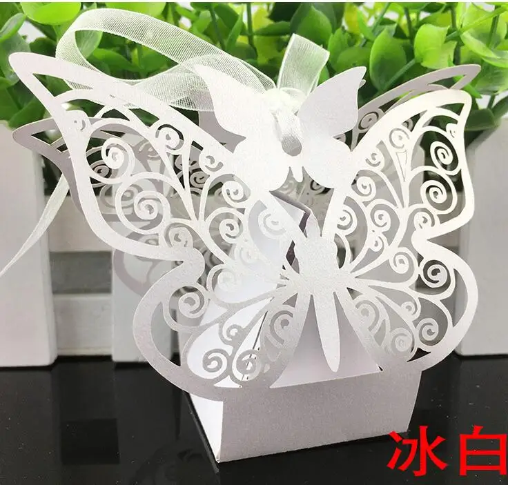 100 pieces font b Big b font Luxury Butterfly Laser Cut Wedding Favours font b Box