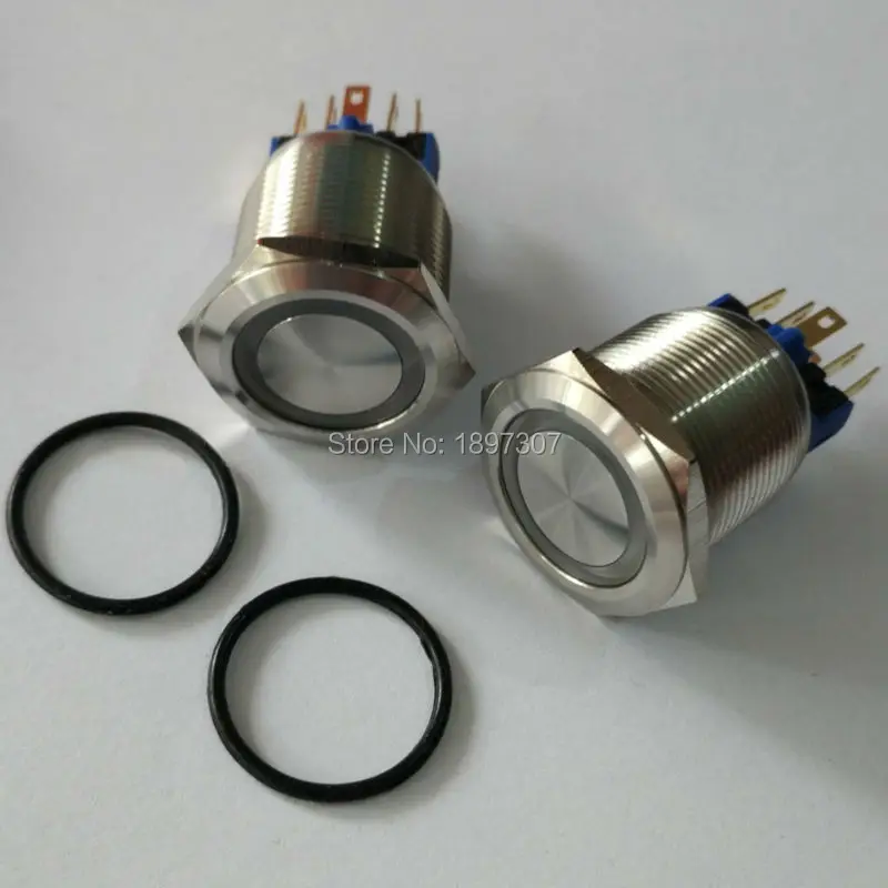 

22mm Ring Illuminated Latching anti vandal switch ,Self Locking Vandal Resistant Electrical Light Switch