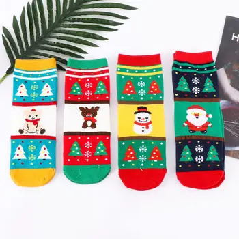 

Winter Warm Socks Lovely Christmas Gift Terry Socks Christmas Striped Terry Claus Socks Cotton Cartoon Girls Socks