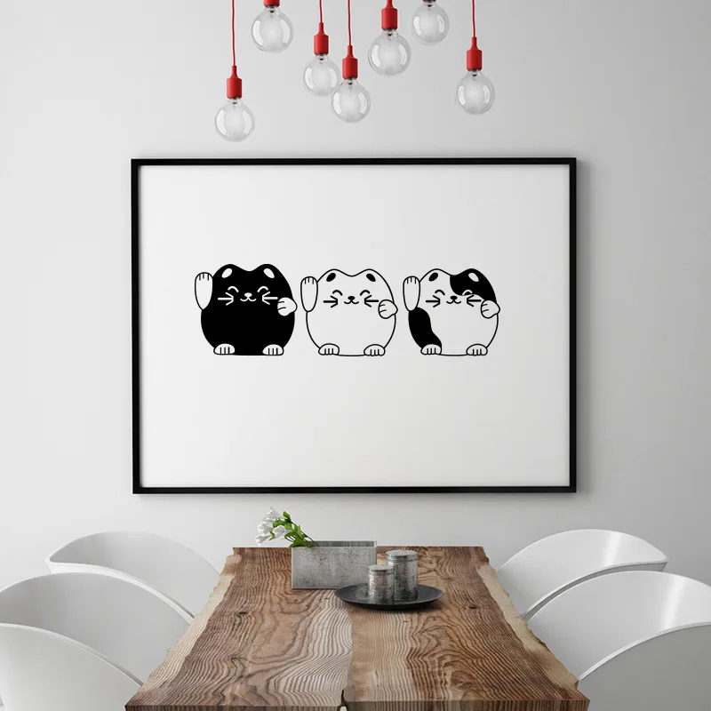 

Cute 3 Fortune Cat Wall Sticker Home Decals for Kids Room Window Toilet Sticker for Children Room Home Decoration for Door