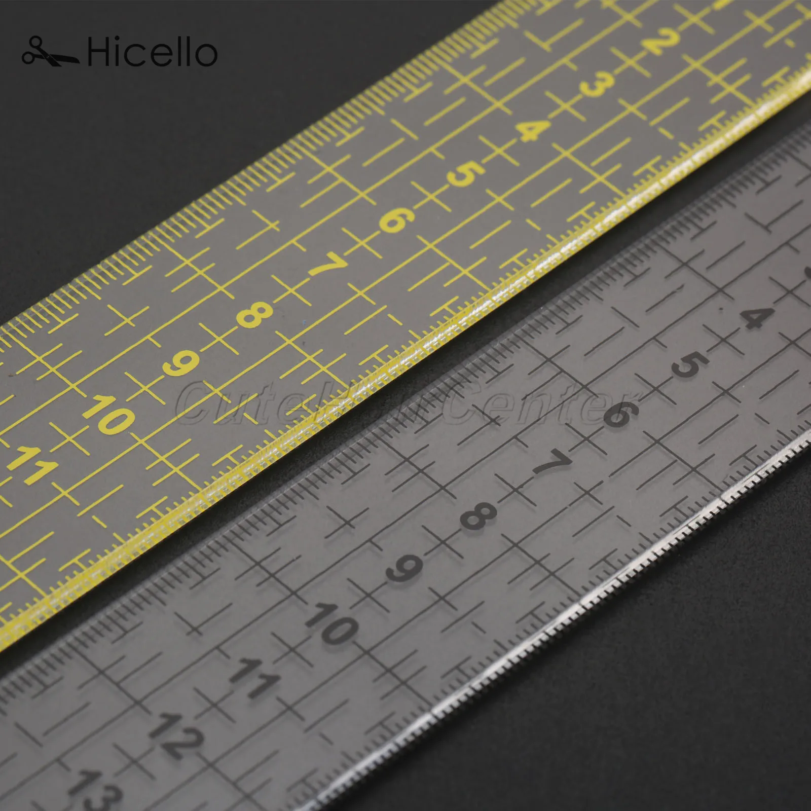 Швейная Лоскутная линейка, прозрачная акриловая 15*3*0,3 см, черная/желтая пластырь для ног, прямоугольная, сделай сам, швейные измерительные аксессуары Hicello