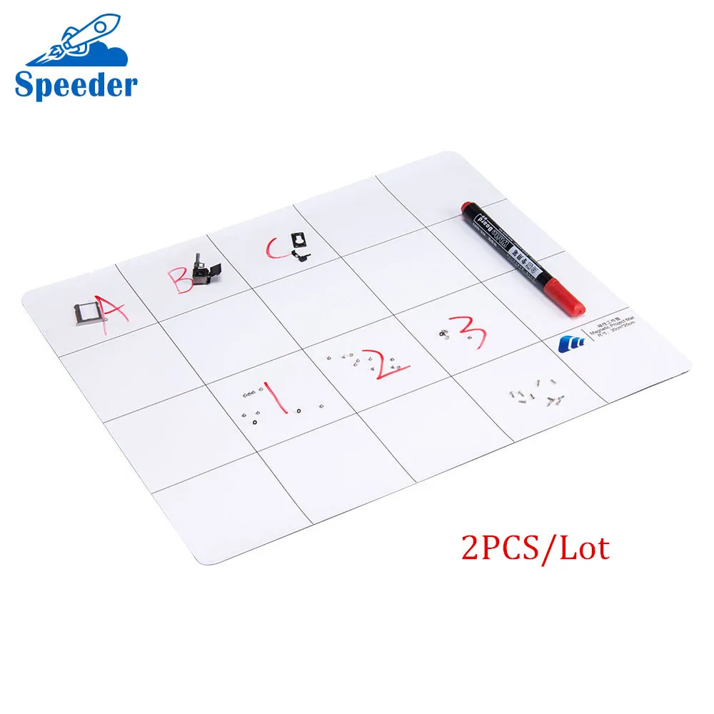 

2pcs Magnetic pad Project Mat Screw Work Pad Universal Guide Magnetic Screw Keeper Chart Mat with Marker Pen