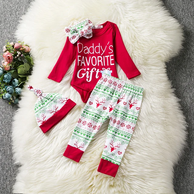 red new year santa baby first christmas clothing sets newborn baby baby first christmas outfit