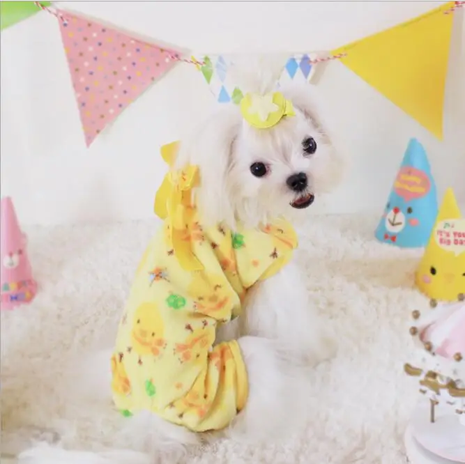 Yellow Pajamas Распродажа Дешевые пальто для собак комбинезон для домашних питомцев куртка одежда для маленькой собаки - Цвет: Yellow Pajamas