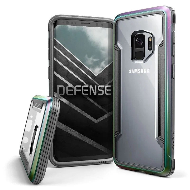 Чехол X-Doria Defense Shield для samsung Galaxy S9 S9 Plus, защитный чехол в стиле милитари из алюминия - Цвет: Iridescent