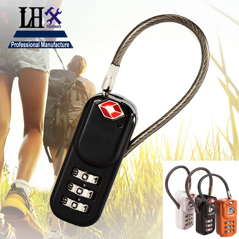 LHX ZS60 TSA Combination Wirerope Lock for Zipper Luggage Backpack Box