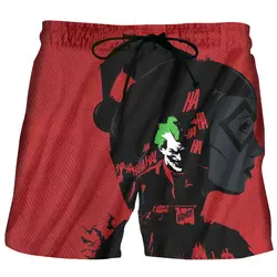 Летние Для мужчин Пляжные шорты 2018 Клоун Черный Красный 3D принтом Новая мода Для мужчин бермуды доска Шорты для женщин Фитнес Мотобрюки