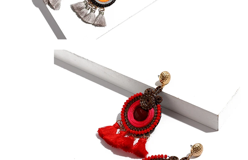 AYAYOO Statement Dangle Tassel Earrings Beaded Bohemian Women Long Red Fringe Earrings Hanging Handmade Fashion Jewelry  (2)