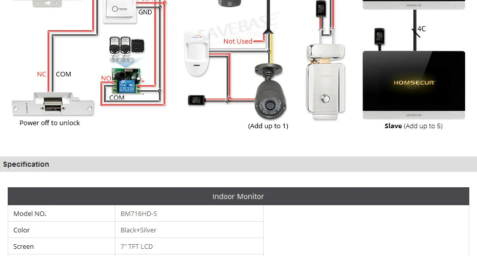 HOMSECUR 4 провода AHD видео и аудио Smart дверные звонки Электрический удар замок комплект включены BC011HD-S + BM716HD-S