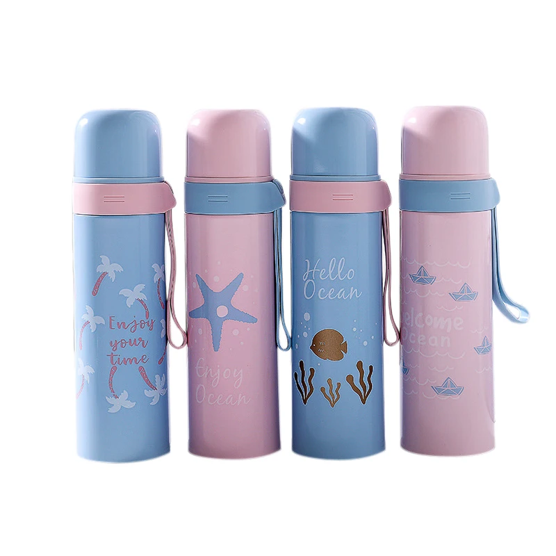 

500ML Thermocup Portable Water Bottle Vacuum Flask Ocean Creature Pattern Thermal Mug Travel Thermos Cup Stainless Steel