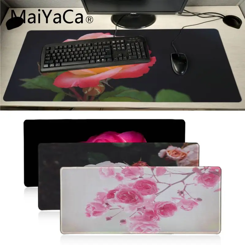 

MaiYaCa New Rose black background Office Mice Gamer Soft Mouse Pad Professional Gaming Mousepad Grande Keyboard Mat desk mat