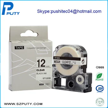 

Compatible for Label Maker Ribbon 12mm black on Clear Label Tape Cartridge Cassette ST12KW