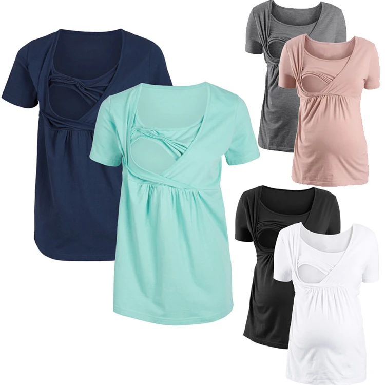 Maternity T-shirts Clothes For Pregnant Women Summer Lactating Mothers Nursing Breastfeeding Clothes Dress Shirt Top Feeding 3xl (15)