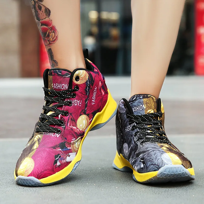 

Personality trend men's sneakers shoes wear-resistant non-slip parent-child shock absorption high-top sports shoes Yasilaiya