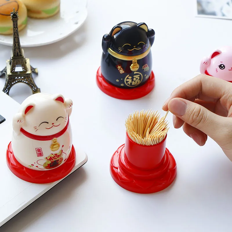 

Cute Cat Cotton Swab Stick Box Holder Toothpick Holder Storage Cosmetic Organizer Plastic Toothpick Case Container Room Decorate