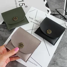 

Cheap 2017 New Fashion Short Women small wallet PU leather Hasp mini coin wallet Slim female coin purse Vintage card holder