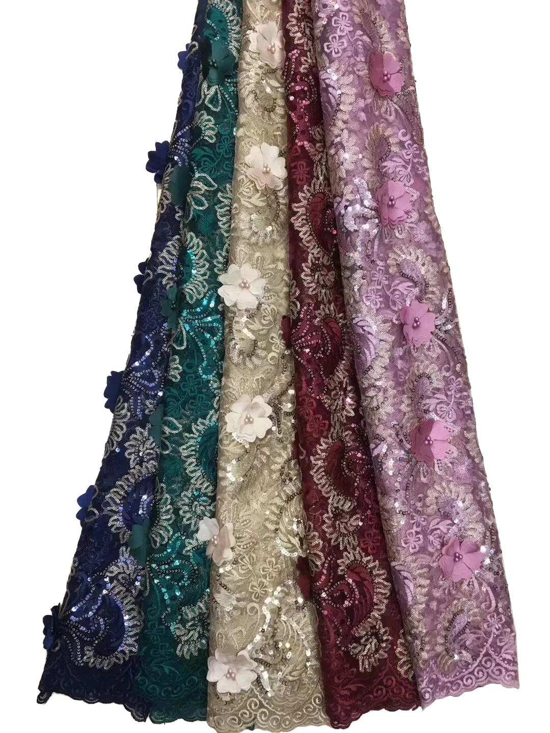 

New Style French Net Lace Fabric 3D Flower African Tulle Mesh Lace Fabric High Quality African Lace Fabric DPW-712