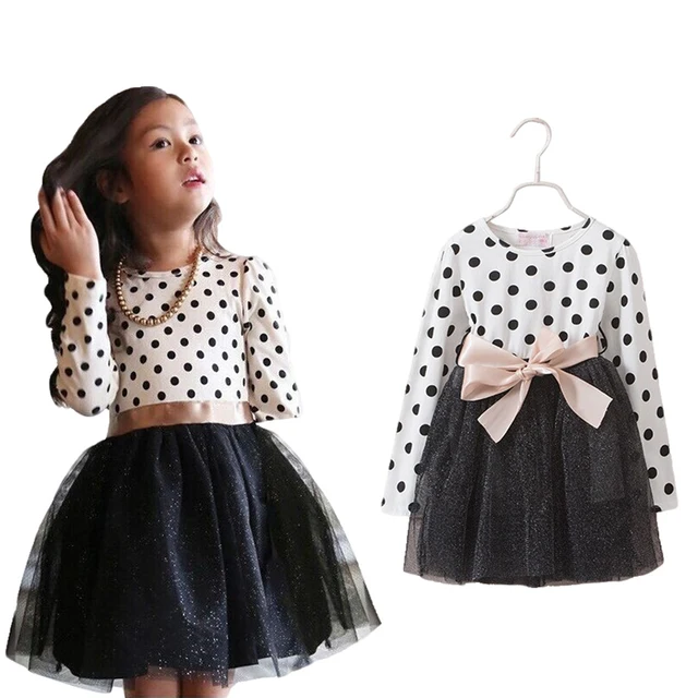 2018 algodón manga larga Niñas vestido casual otoño