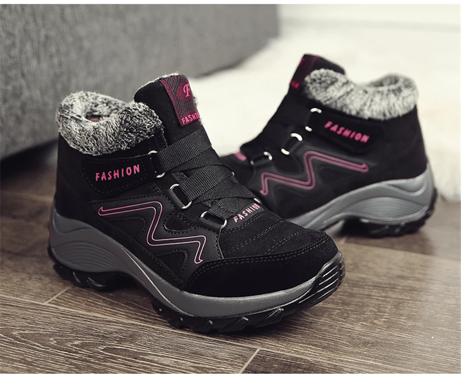 STS BRAND 2019New Winter Women Snow Boots Women Warm Push Ankle Boots Block High-tops Female Waterproof Boot Rubber Travel Shoes (8)