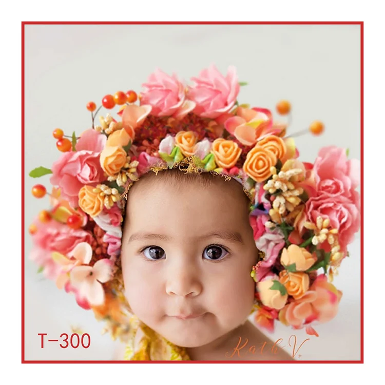 Новорожденный ребенок Фотография цветок шляпа реквизит крошечные детские фото съемки студия позирует Цветочные кепки младенческой bebe fotografia аксессуары