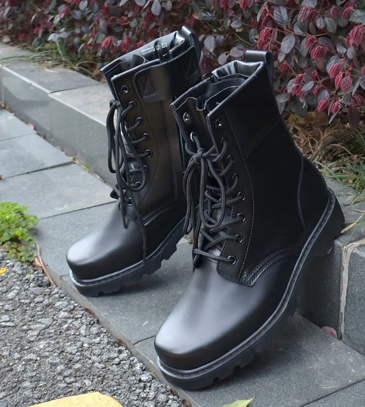 Homens Outono Couro E Militares Táticas Especial Combate Botas Inverno Formação Dos De Segurança Deserto Preto 4Tw4H0q