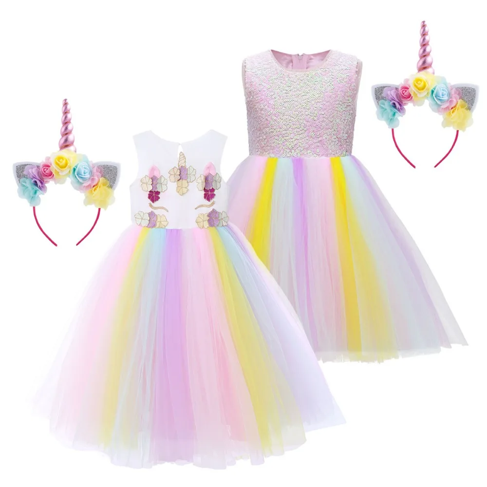 Set Unicorn Girl Flower Rainbow Dress -Unicorn Fashion HTB1tOsPXiLrK1Rjy1zdq6ynnpXa4