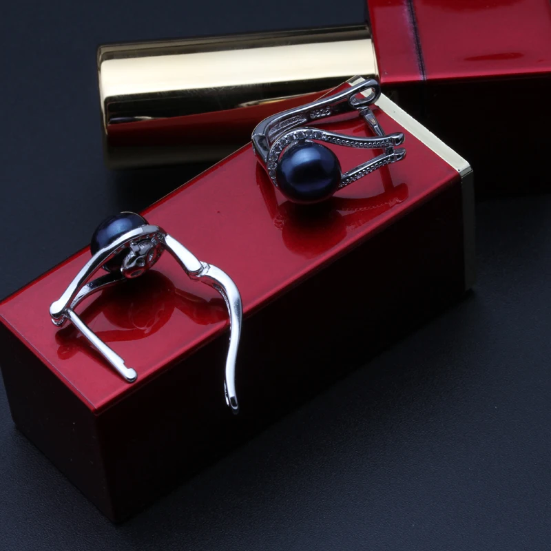 Высококачественные серьги с белым жемчугом для женщин, милый модный подарок для девушек, Настоящее серебро 925 пробы, черные серьги с пресноводным жемчугом, ювелирное изделие