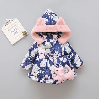 

Kids Children Jackets Clothes Baby Infant Girl Winter Coat Cotton Padded Girls Floral Hoodied Coats Jackets