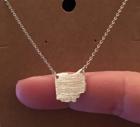 N137 Cute Outline Ohio State Necklaces OH State Map Necklaces America USA State Map Necklaces for Hometown Souvenir Gifts