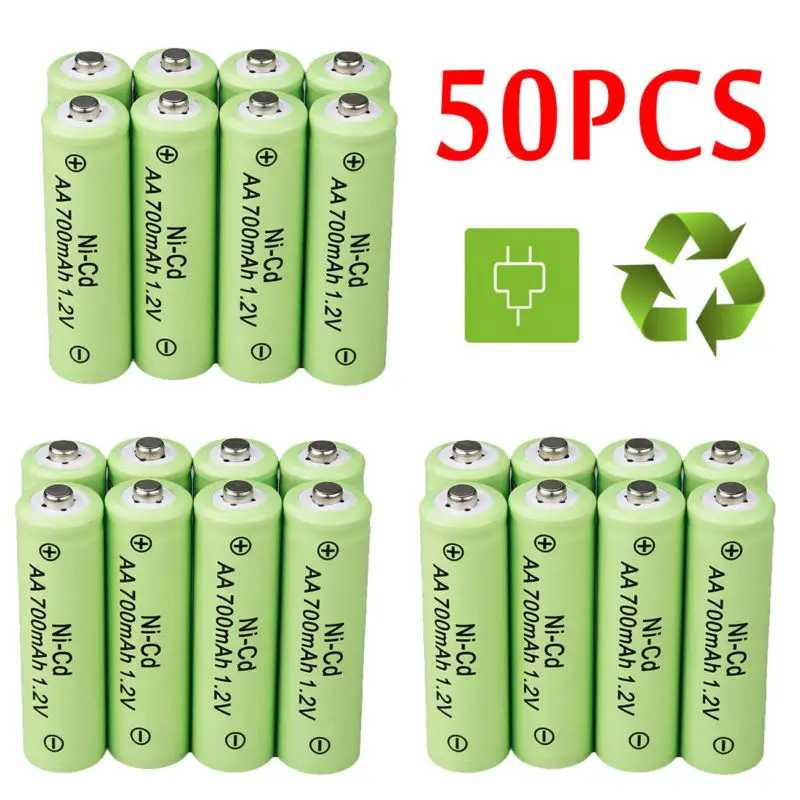 50 шт Новый 1 2 V AA батареи 700 мА/ч NI CD Перезаряжаемые для пульта дистанционного