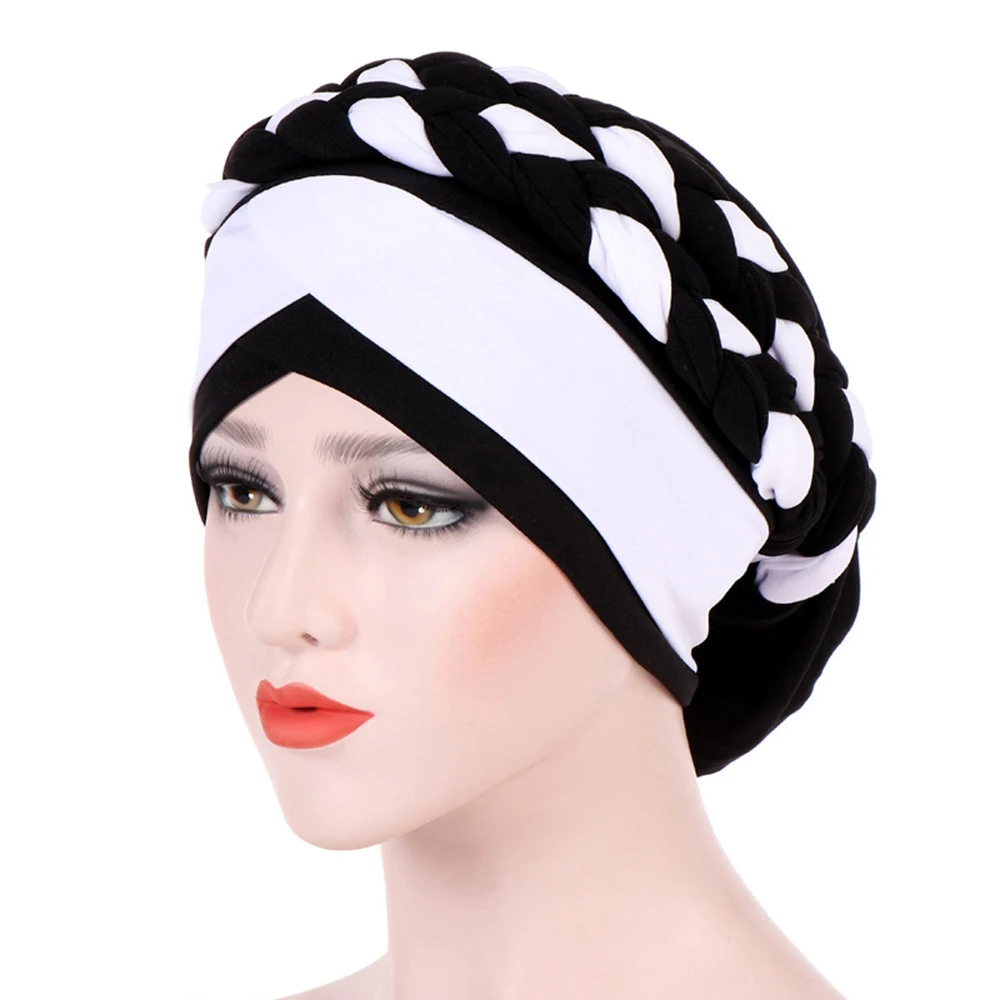 1 шт. творческий для женщин мусульманский тюрбан шапки Винтаж двойной цвет кос Boho бандана кепки мусульманский хиджаб Beanie химиотерапия шляпа