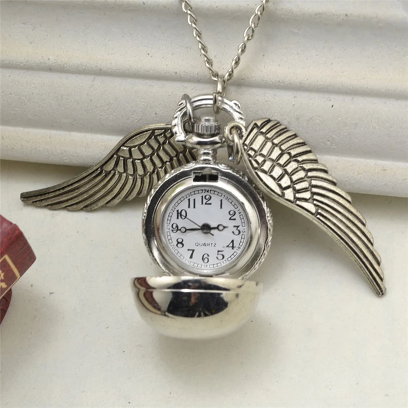 

OCTBYNA Vintage Mini Snitch Ball Pocket Watch Necklace Chain Ha Po Wings Necklace Pendant Jewelry Dropshipping