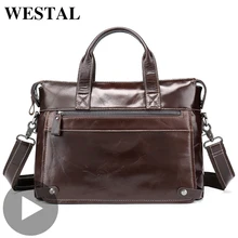 Westal деловая сумка через плечо для женщин и мужчин, сумка из натуральной кожи, портфель для мужчин, Т-образный ноутбук, Офисная сумка для мужчин и женщин