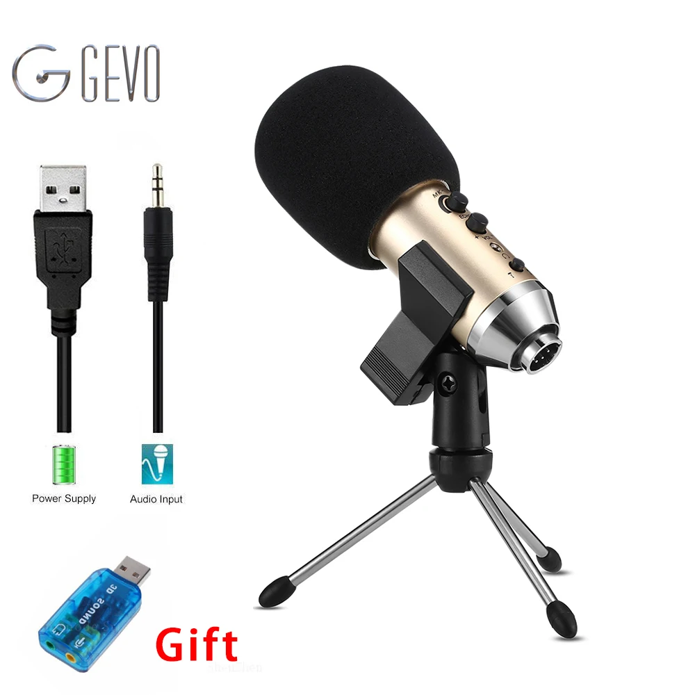 

GEVO MK-F500FL Professional Microphone Wired Recording USB 3.5mm Condenser Microphones With Tripod For Computer Karaoke Laptop