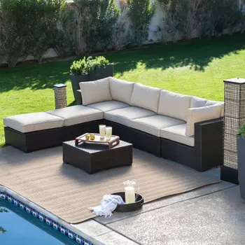 

top sale black rattan indoor furniture sofa set with tea table