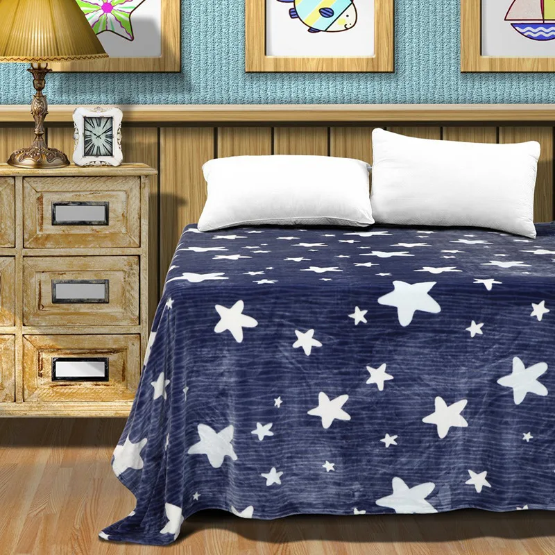 380 GSM Anti-Static Microplush Queen Fleece Blanket Star Bright Stars Bedspread 200x230cm Super Soft Flannel | Дом и сад