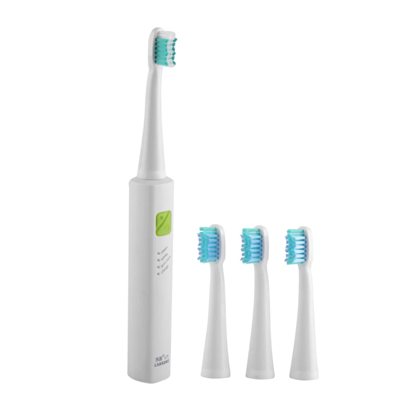 Зубная щетка LANSUNG ультразвуковая с зарядкой по USB 4 сменных насадки|rechargeable tooth